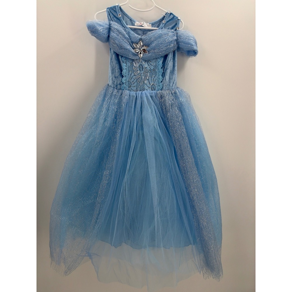 Anykw Girls Light Blue Princess Costume Dress Set Size 10-12 NWT Tiara Wand